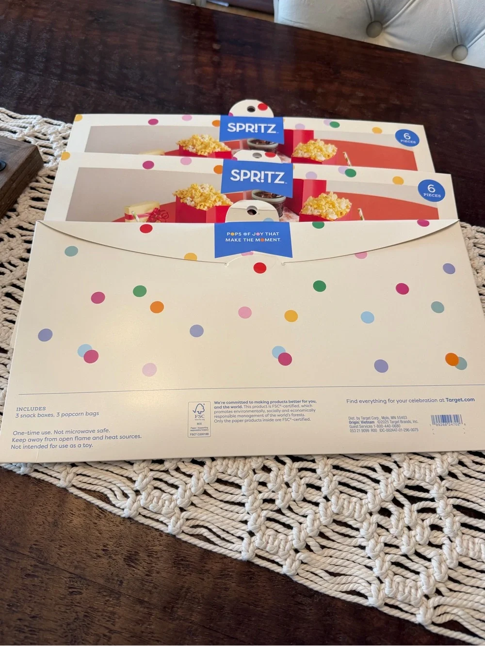 Spritz Movie Snack Boxes with Popcorn Bags - 3 pack x 3 sets - New